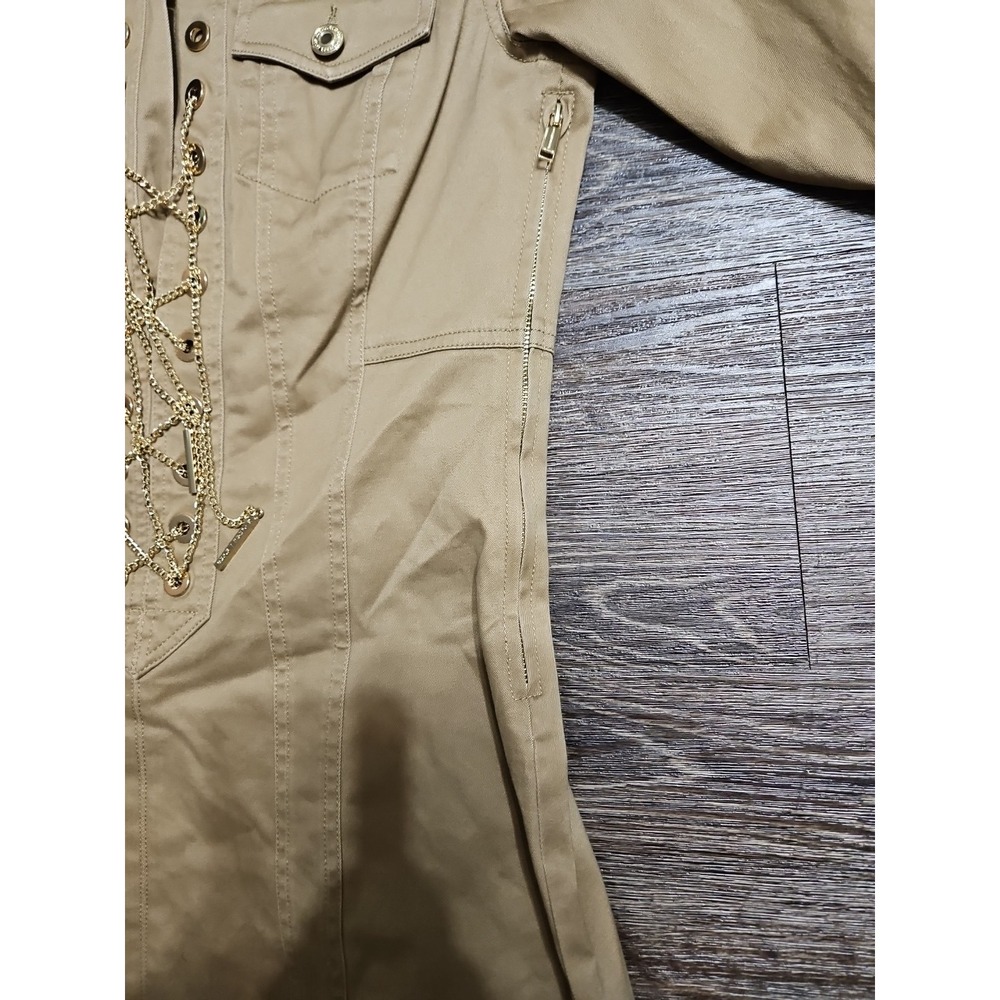 Michael Kors Chain Lace-Up Mini Dress In Dark Camel Size 0 - Picture 9 of 15